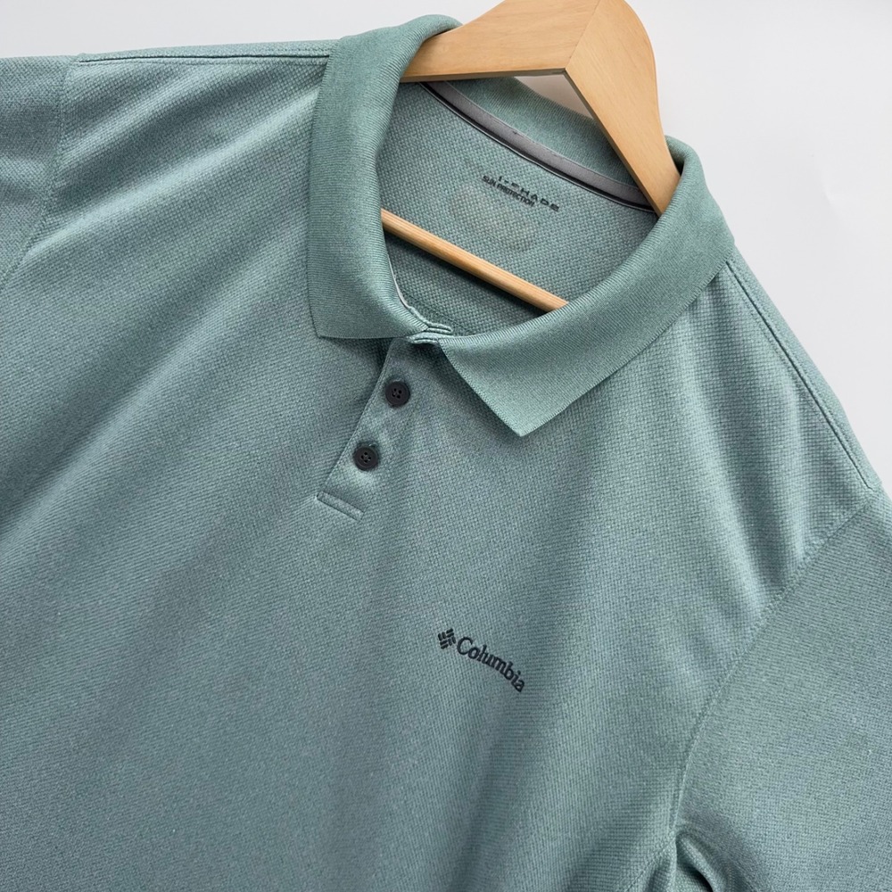 Columbia Omni-Shade Polo Mens XL Tech Trail Green Short Sleeve Sun Protection